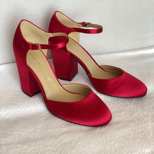 Size 10 Indigo Rd. Red Satin heels